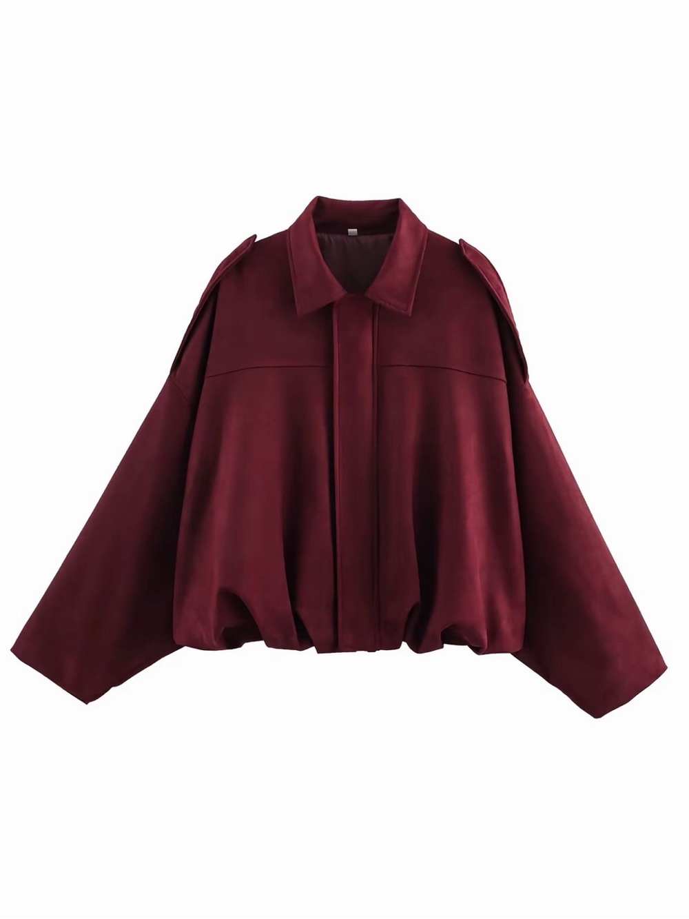 Women's Burgundy Faux Suede Bomber Jacket | Size M
